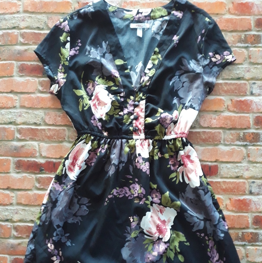 O'Neill Black Floral Print Dress Size Small